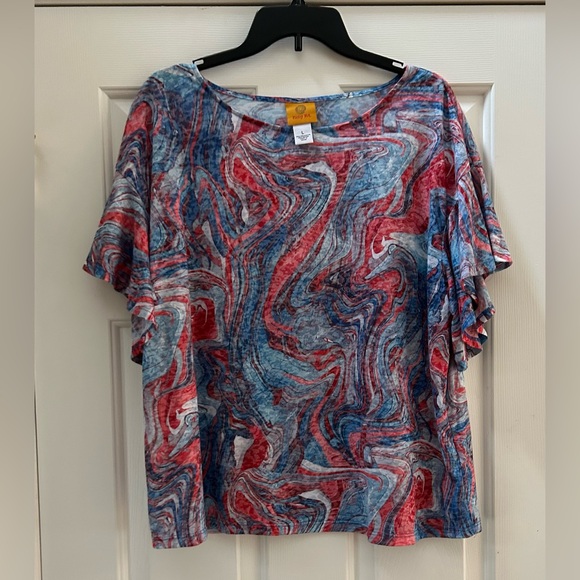 Ruby Rd. Short Flutter Sleeve Tee - Picture 2 of 5